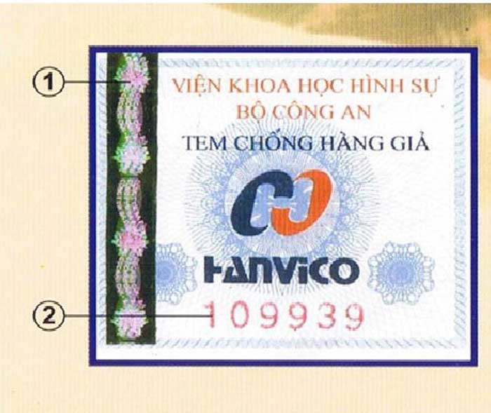 Tem chống hàng giả đệm bông ép Hanvico